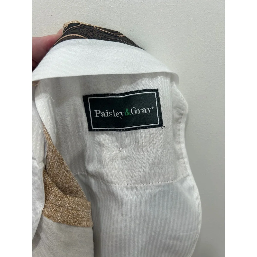 Paisley & Gray Mens‎ Tan Brown Textured Flat Front Dress Pants W48 L32 Stretch